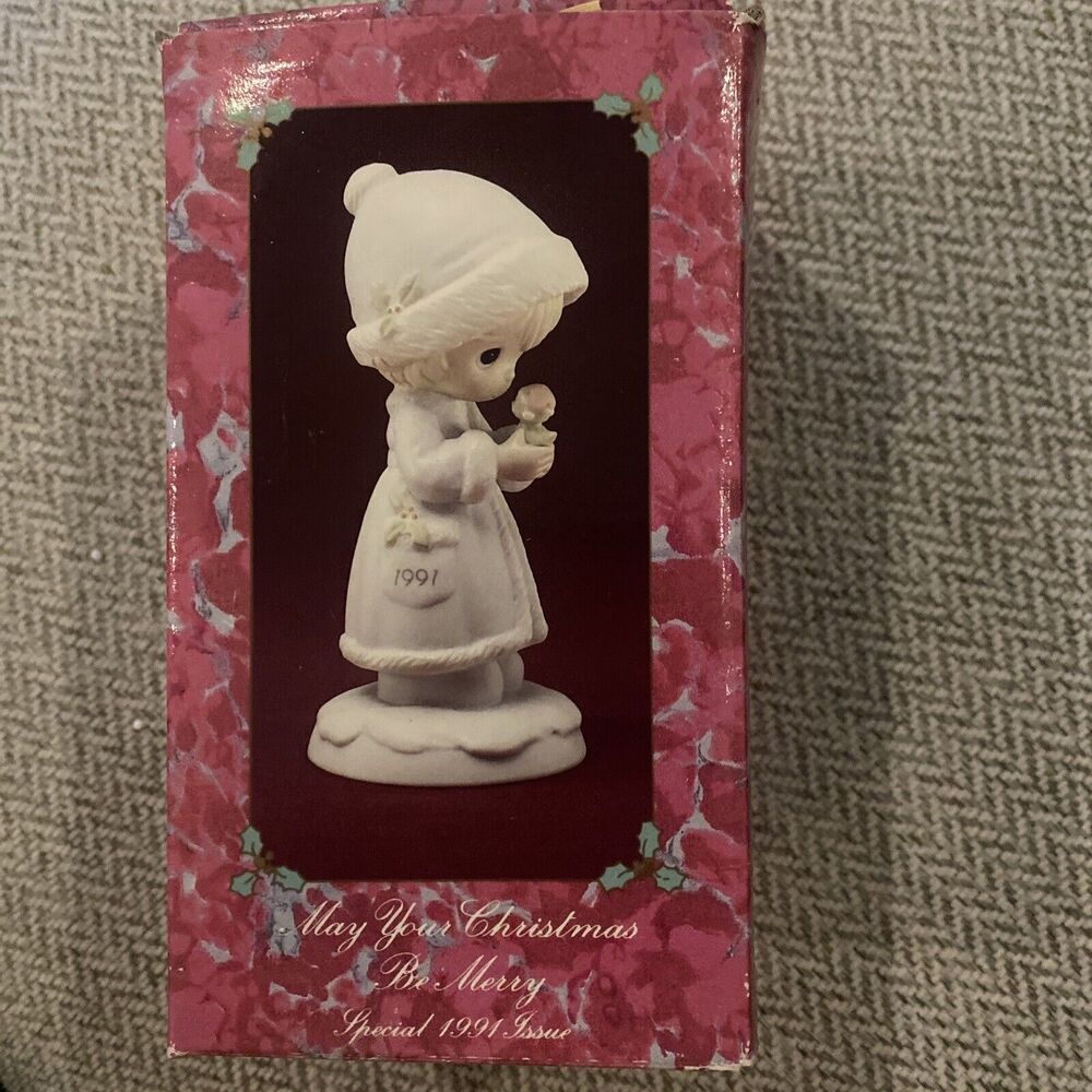 Precious Moments “May Your Christmas Be Merry” #524166 Girl Figurine 1991